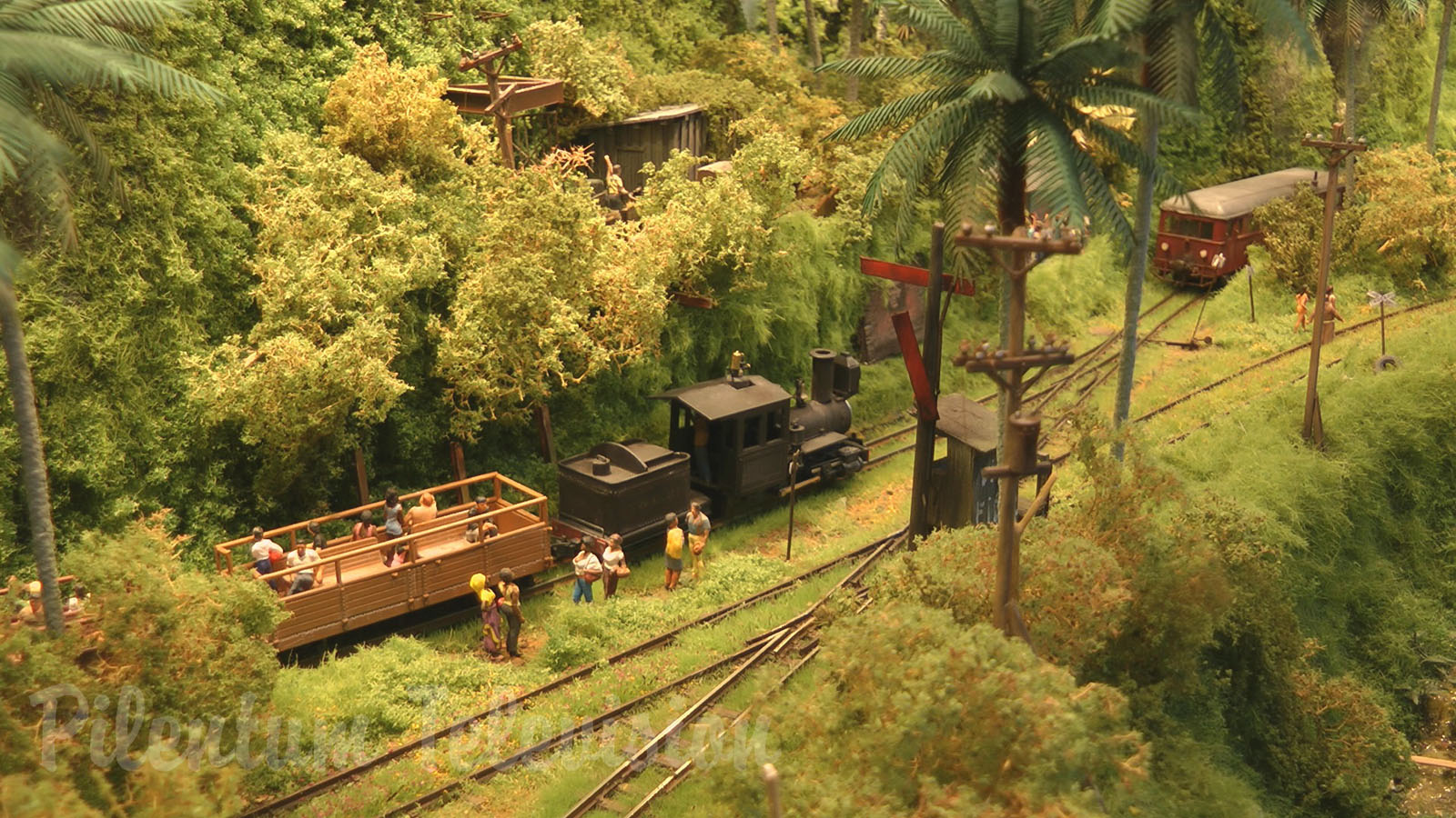 Model Railroad Diorama of Cuba and Sugarcane Harvesting Narrow Gauge Field Railway