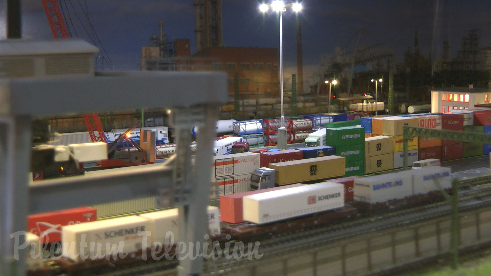 Z Gauge Model Railway Intermodal Freight Terminal with Z Scale Model Trains