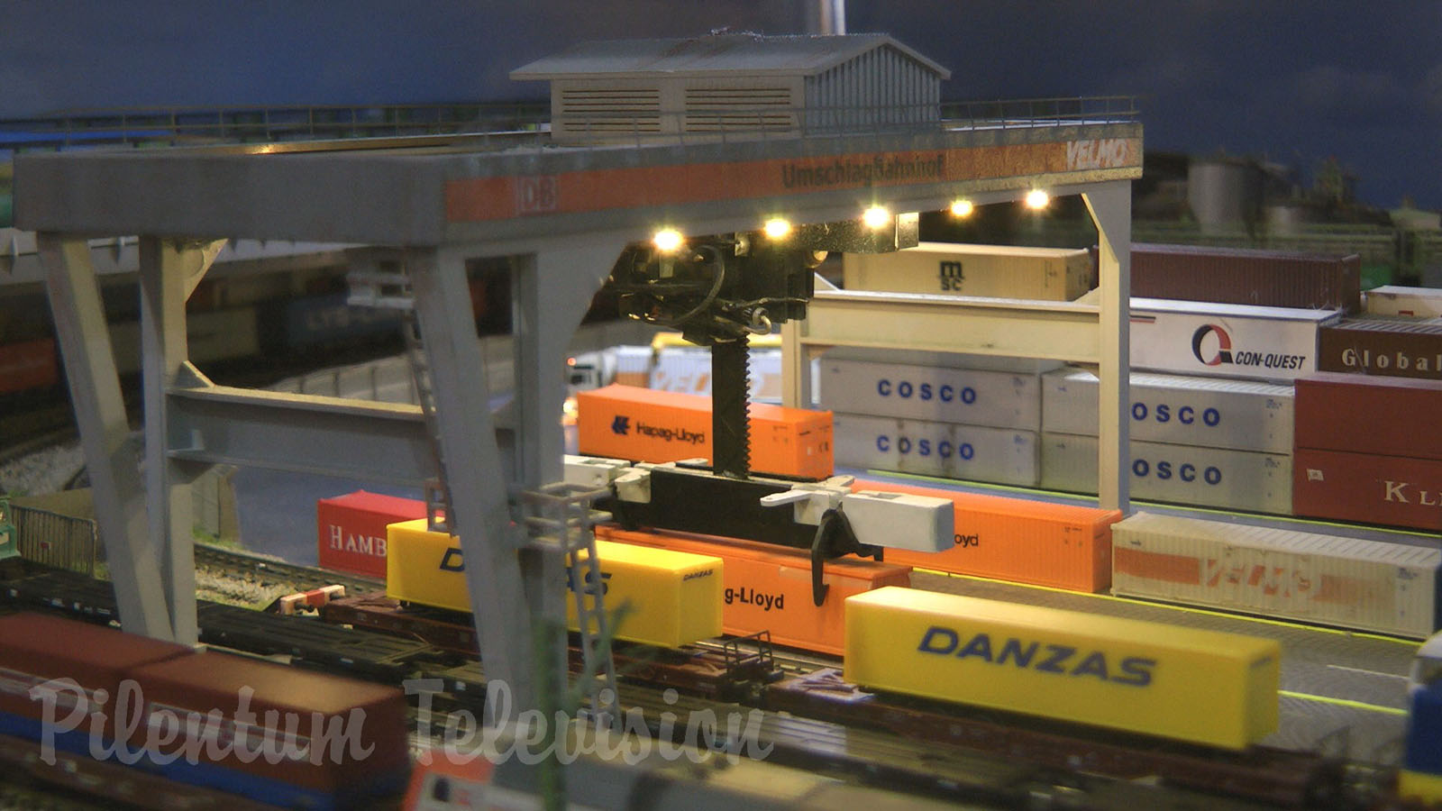 Z Gauge Model Railway Intermodal Freight Terminal with Z Scale Model Trains