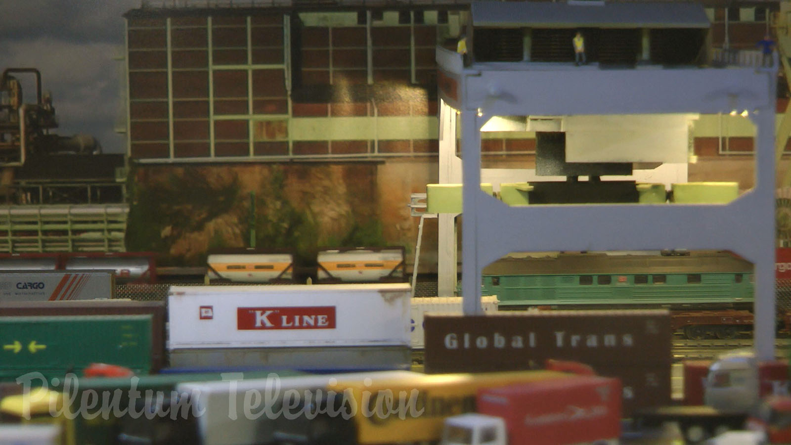 Z Gauge Model Railway Intermodal Freight Terminal with Z Scale Model Trains