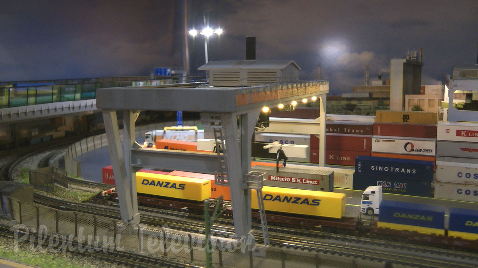 Z Gauge Model Railway Intermodal Freight Terminal with Z Scale Model Trains