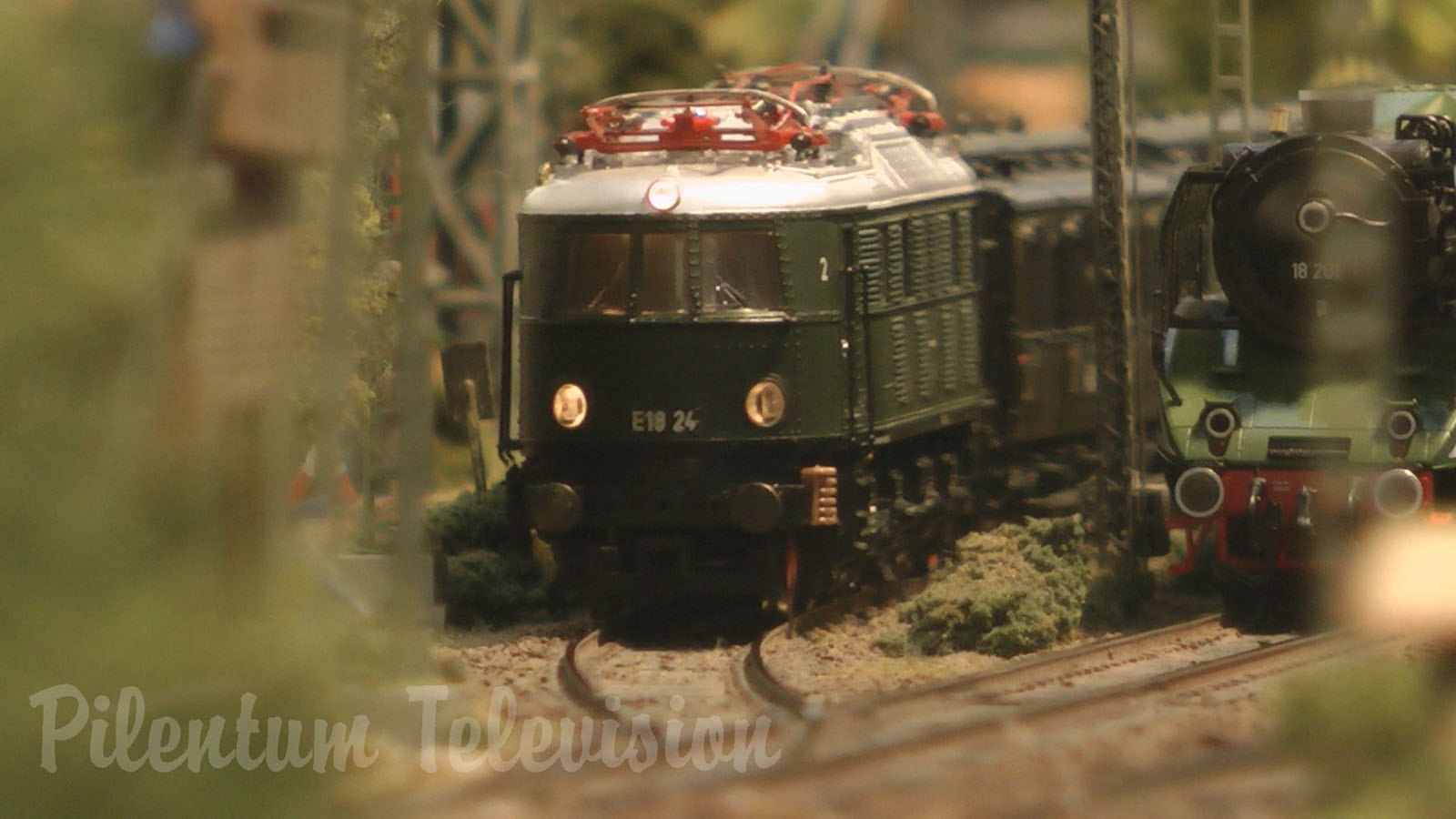 Modular Model Railroad Layout with German Trains and Locomotives in HO Scale