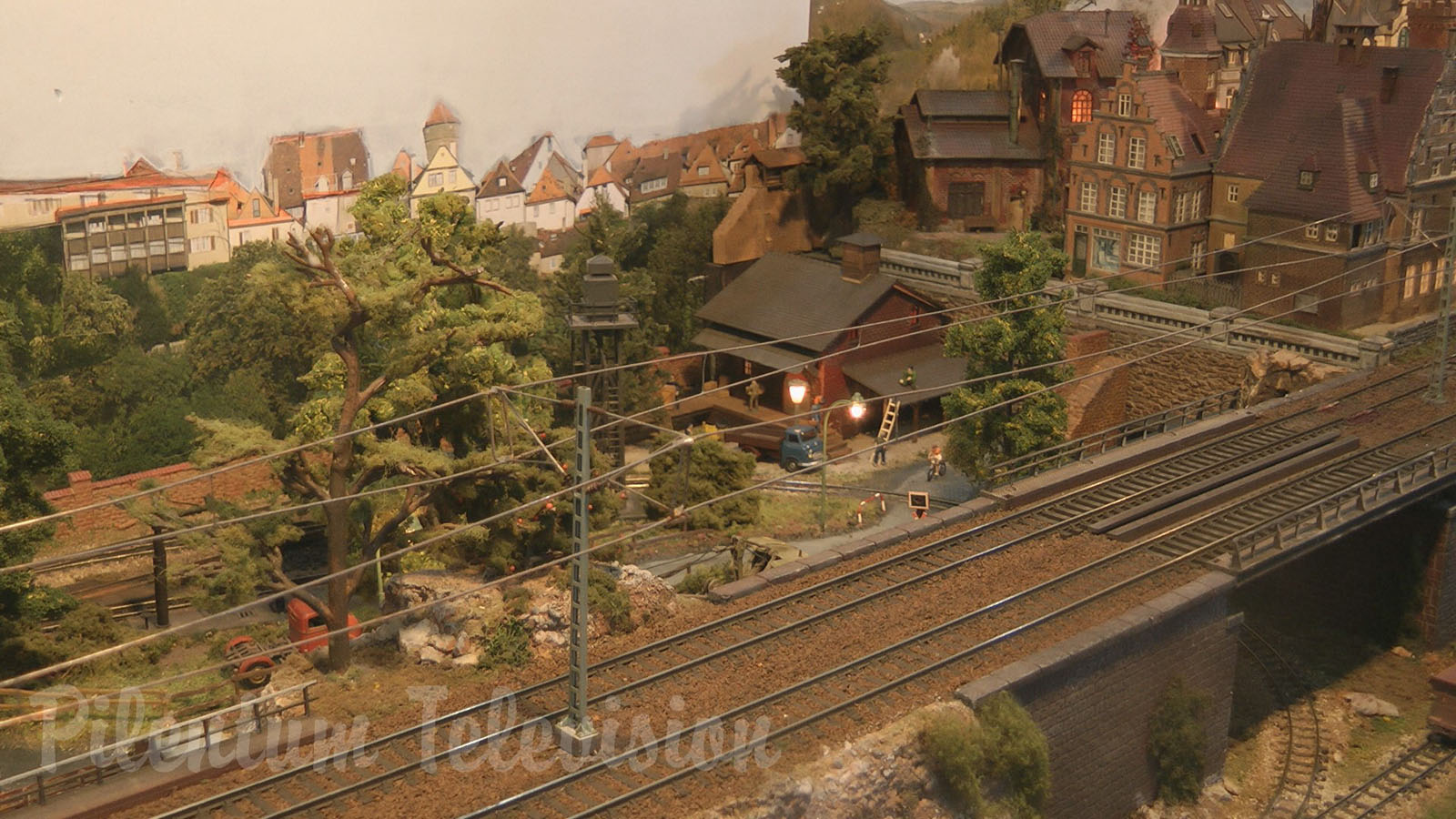 Modular Model Railroad Layout with German Trains and Locomotives in HO Scale