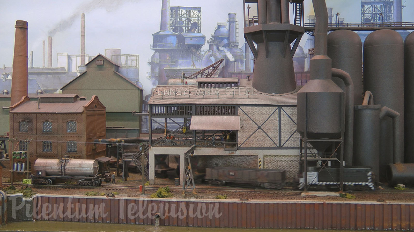 N Scale Steel Mill or Steelworks Scale Model including Rail Traffic and Industrial Trains