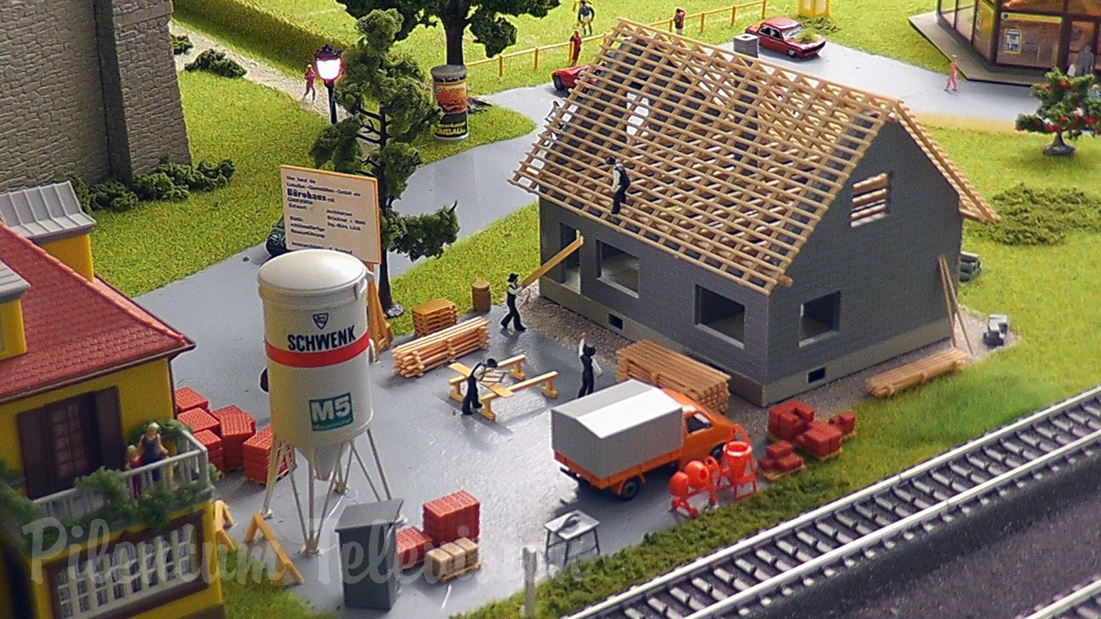 Model railroad layout by Marklin with German locomotives and trains in HO Scale