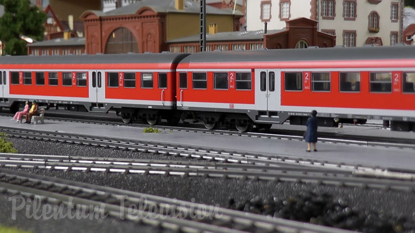 Model railroad layout by Marklin with German locomotives and trains in HO Scale