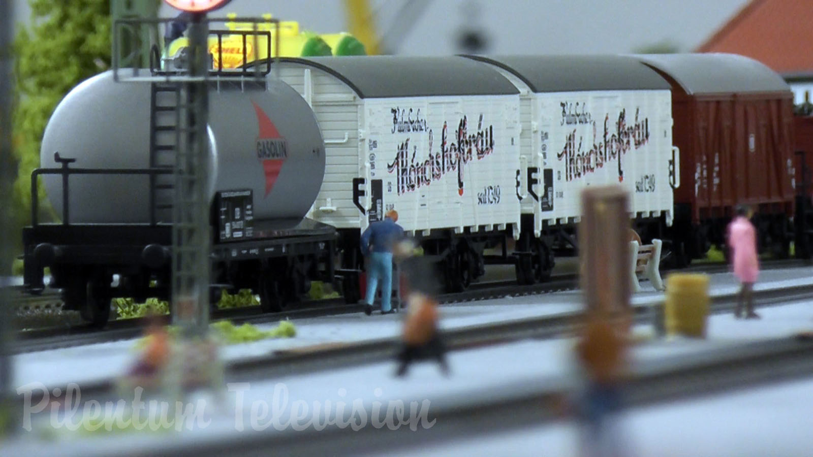 Model railroad layout by Marklin with German locomotives and trains in HO Scale