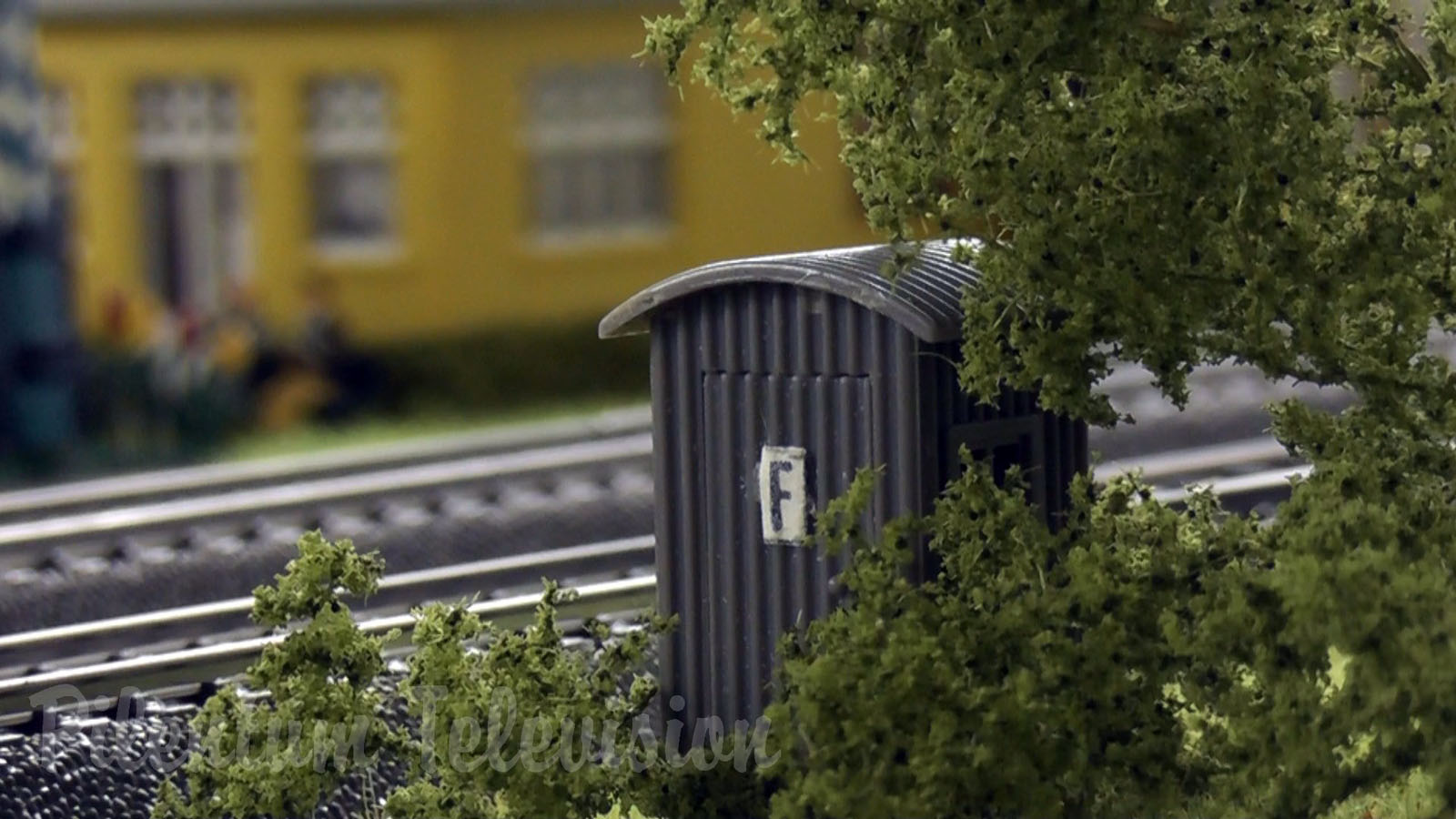 Model railroad layout by Marklin with German locomotives and trains in HO Scale