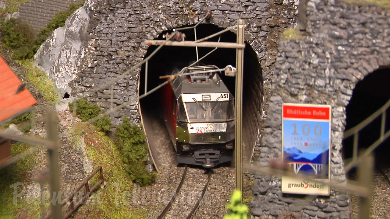 Superb Model Railway Layout of Switzerland: Model Trains of the famous Glacier Express