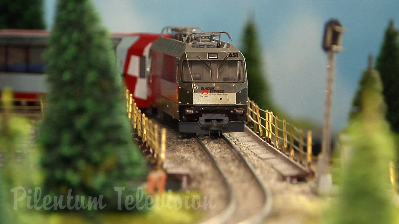 Superb Model Railway Layout of Switzerland: Model Trains of the famous Glacier Express