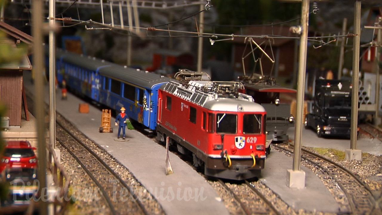 Superb Model Railway Layout of Switzerland: Model Trains of the famous Glacier Express