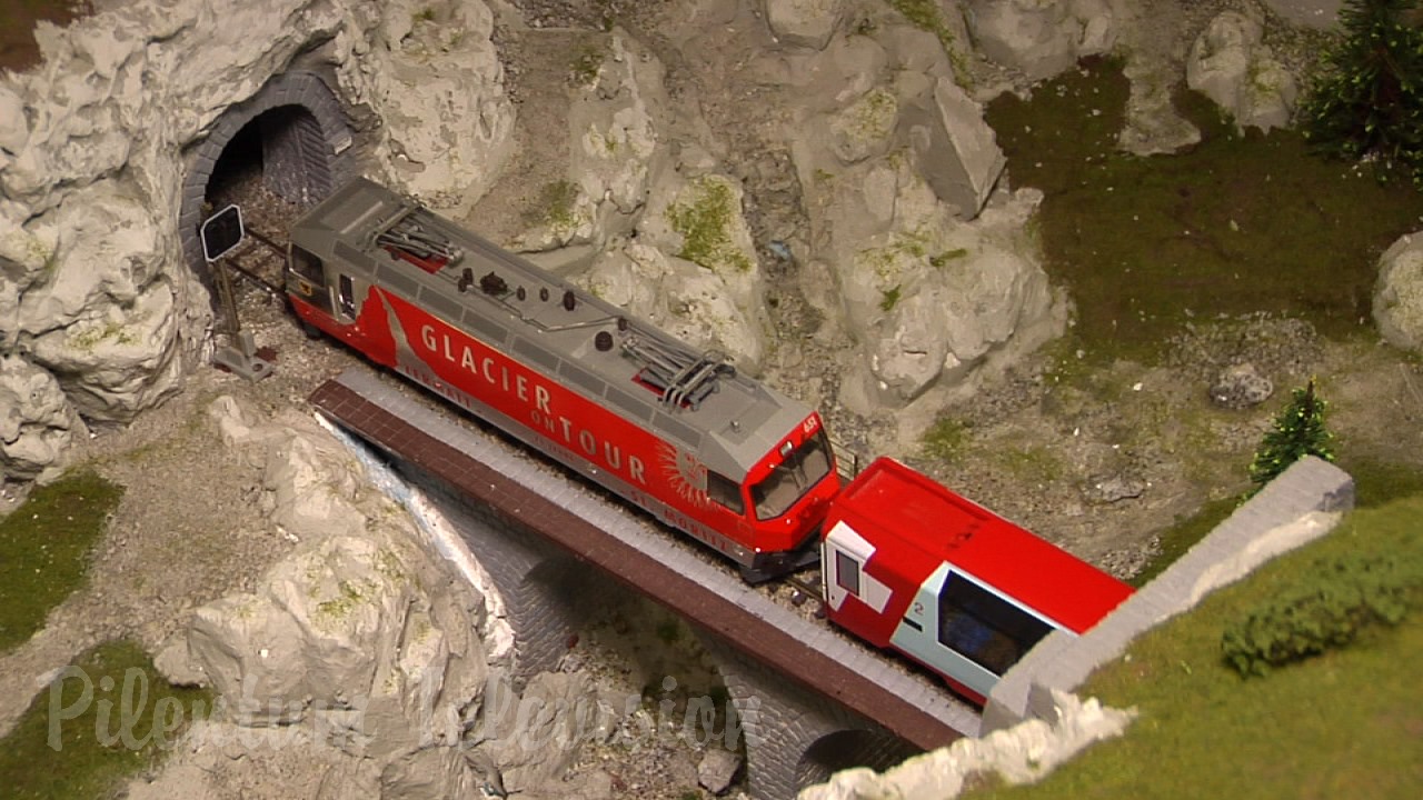 Superb Model Railway Layout of Switzerland: Model Trains of the famous Glacier Express