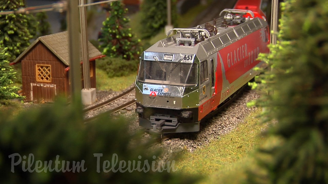 Superb Model Railway Layout of Switzerland: Model Trains of the famous Glacier Express