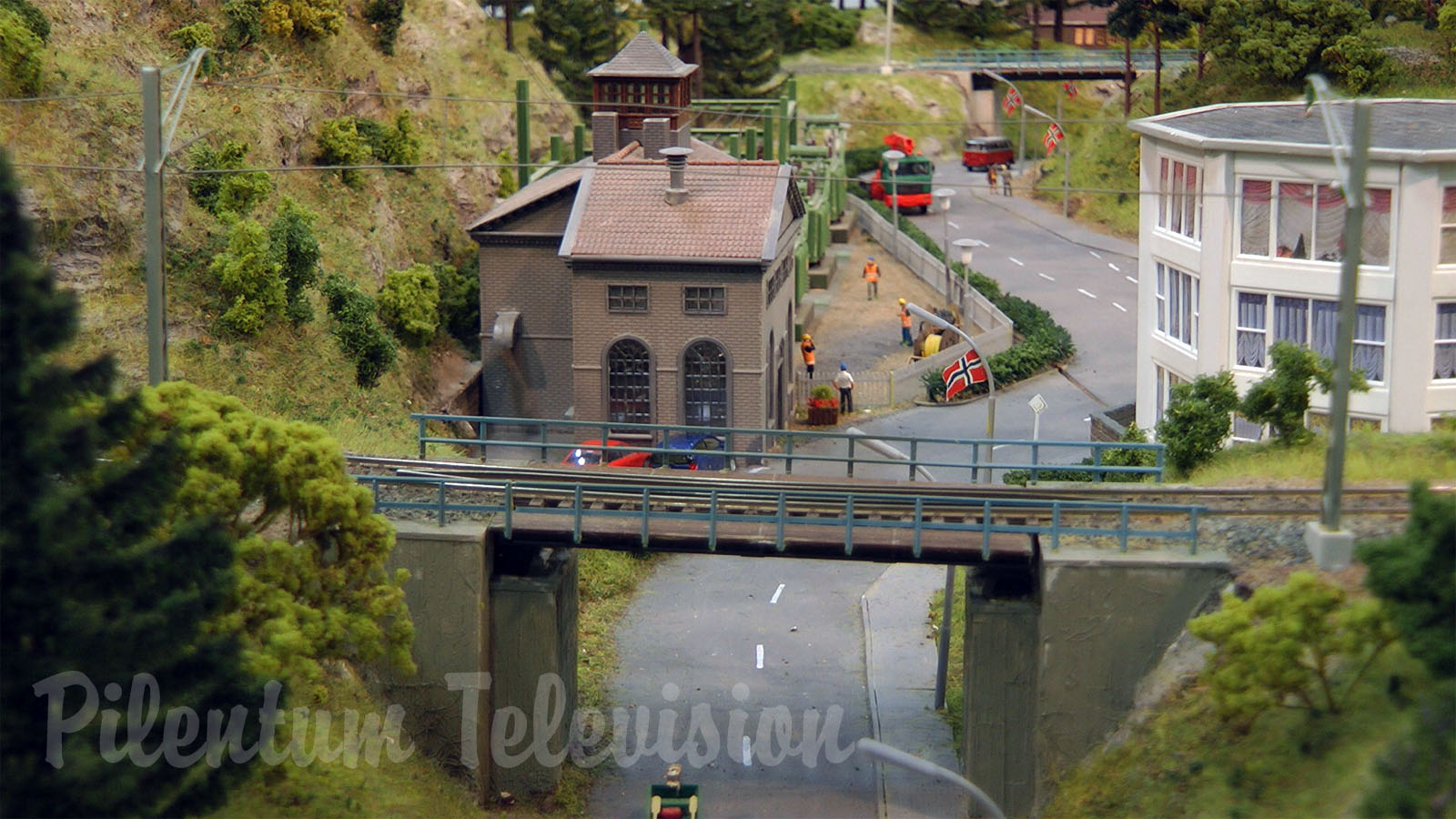 Model Train Layout of Hønefoss Railway Station by Norsk Modelljernbane